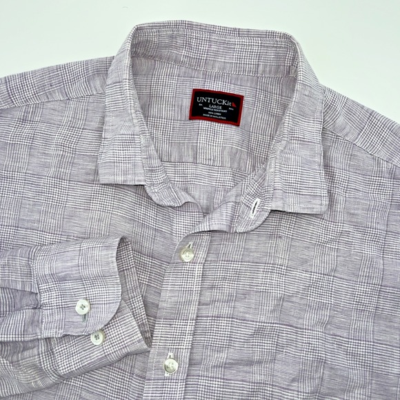 UNTUCKit Other - Untickit L/S 100% Linen Shirt Men's Large Purple Button Front Vacation Beachy
